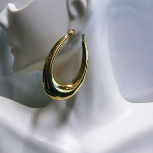 Fascinating Yellow Gold Plate On Stainless Steel 2" Hollow Tube Hoops